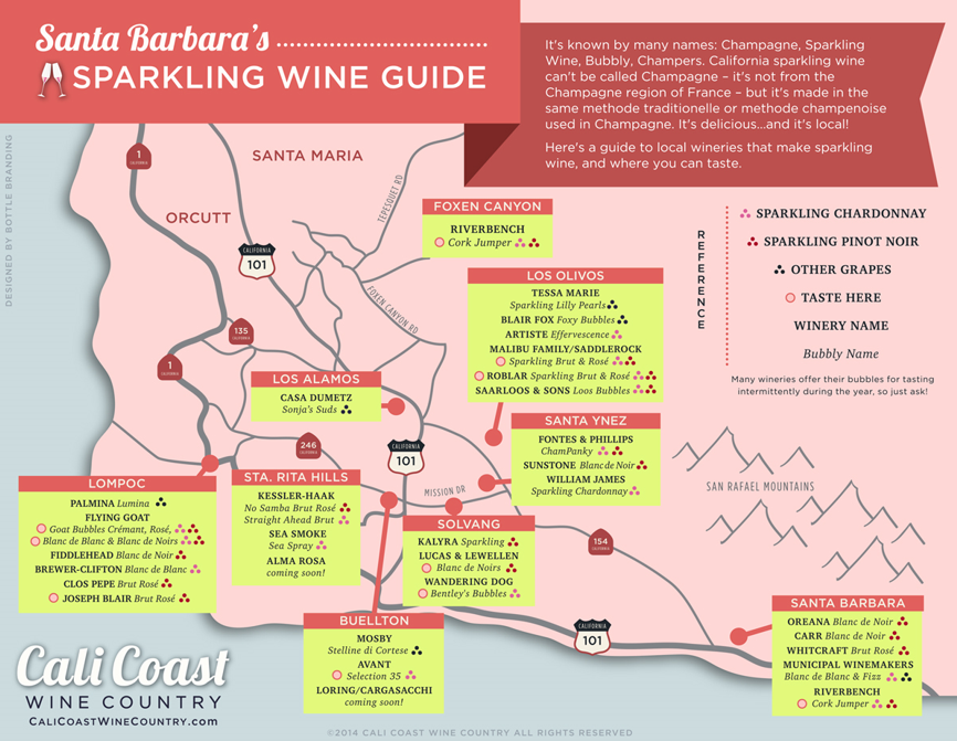 santa barbara wineries map Santa Barbara Wine Country Sparkling Wine Map santa barbara wineries map