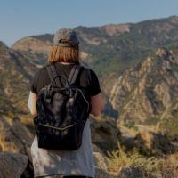 hiker with mountain view