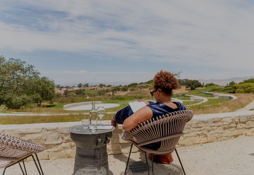 woman working remote outside