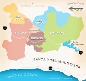 Santa Ynez Valley map in Santa Barbara County