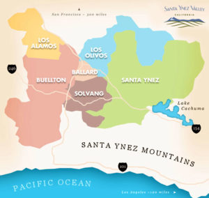 Santa Ynez Valley map in Santa Barbara County