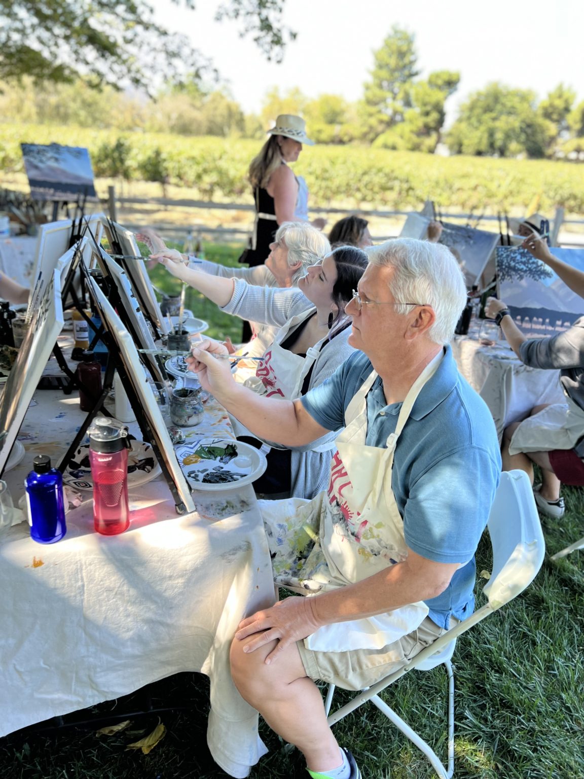 Kaena painting in the vineyard wine tasting activities