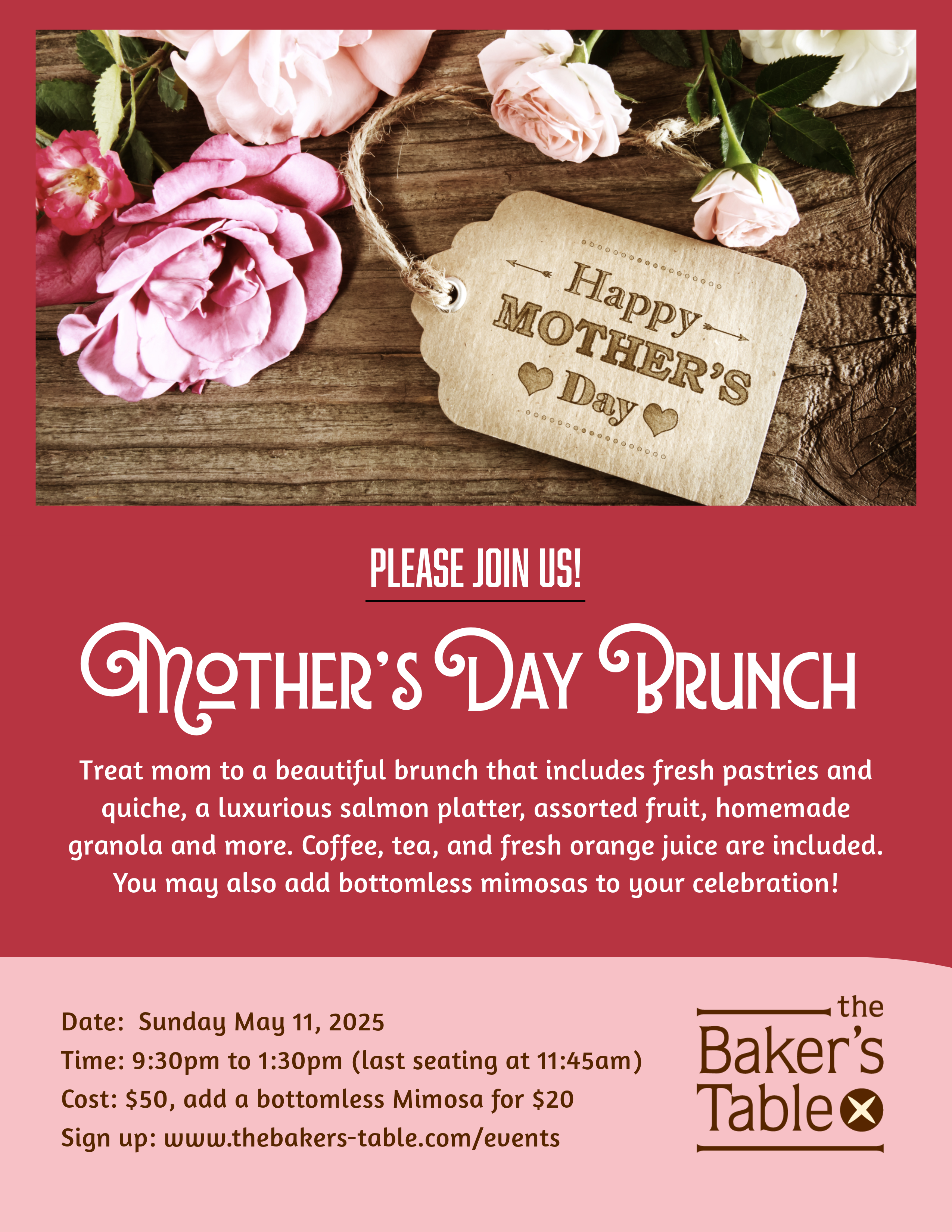 Mother's Day Brunch at The Baker's Table