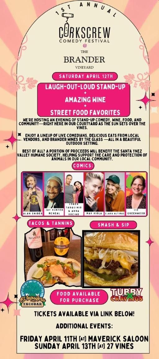 Corkscrew Comedy Festival ~The Brander Vineyard