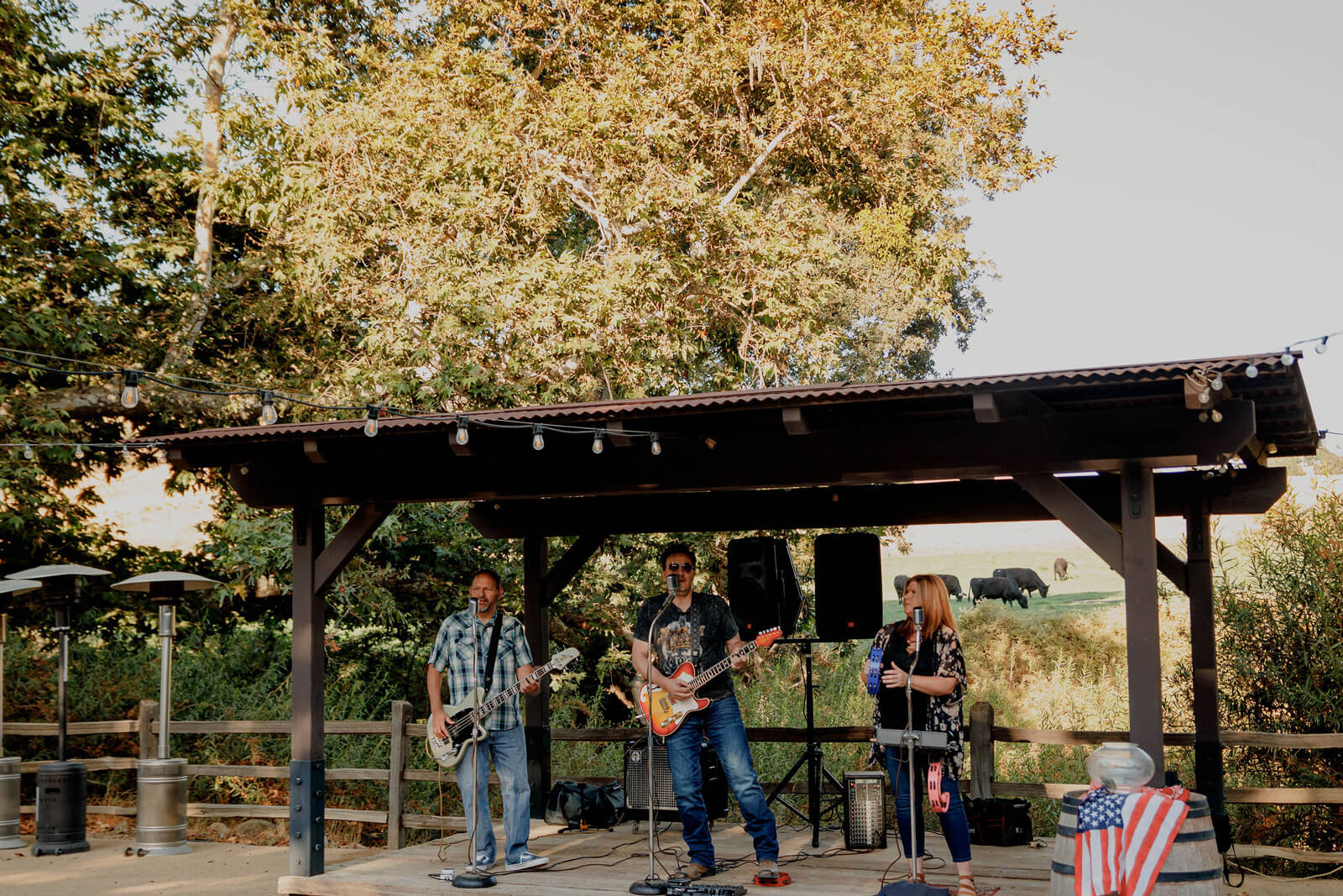 Band on stage in Santa Ynez Valley rodeo