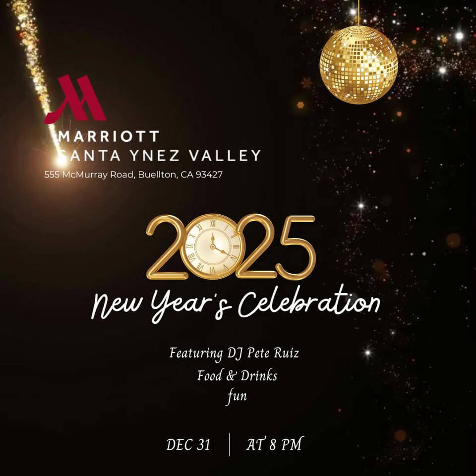 SYV Holidays - 2026 SYV Holidays -New Years Events 2025 into 2026, santa Ynez Valley Marriott in Buellton