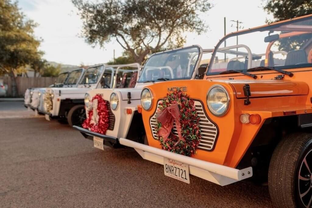 Moke electric vehicles for touring Solvang, Santa Ynez Valley Holiday Getaway