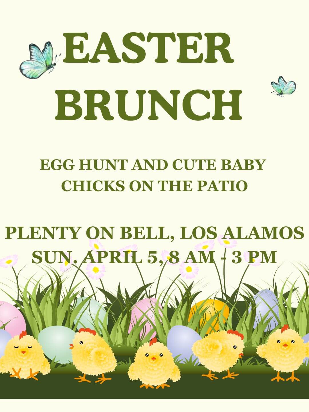 Easter Brunch and Egg Hunt with Cute Baby Chicks at Plenty on Bell